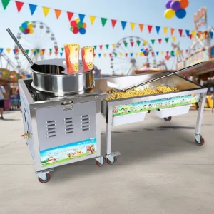 Commercial Fully Automatic Popcorn Maker Gas Heating Electric Stirring High Productivity Cinema Use Industrial Bakery Fruit