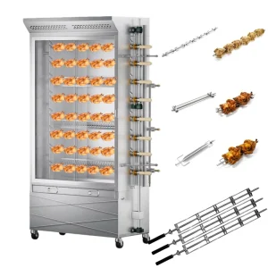 Commercial Gas 201 430 304 Stainless Steel Vertical Roasting Chicken Oven 6/8 Rolls Automatic Grill Chicken Rotisserie Machine