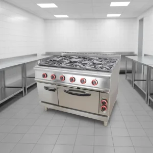 Commercial Gas Range Open Hot Plates 6 Burner Stove with Ovens Griddle Salamander Carbon Steel High Productivity
