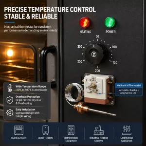 Commercial Gas powered Mechanical Oven Temperature Controller Oil Switch Smart Thermostat Sensor Electric Kettles Heater