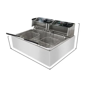 Commercial Grade Electric Deep Fryer Frying Pan Temperature Controller Stainless Steel Multifunctional 2500W