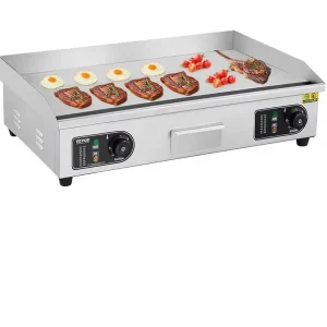 Commercial Heavy Duty Electric Griddle 2800W Stainless Steel Countertop Grill Adjustable Temp 122 572 2 Shovels 2 Brushes 110V