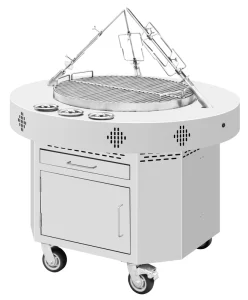 Commercial Heavy Duty Outdoor Stainless Steel Large Non Stick Coated Adjustable Height BBQ Grill Charcoal Rotisserie Cabinet