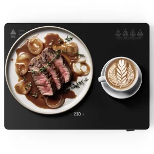 Commercial Hot Plate 150C Coil Heating Tempered Glass Touch Timer Child Lock Anti Scald Edge 24H Run Restaurant Hotel Buffet