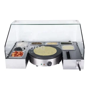 Commercial Hotel Use Cast Iron Non Stick Electric Crepe Maker with Serving Station 220V Temperature Control 2200W CE Certified