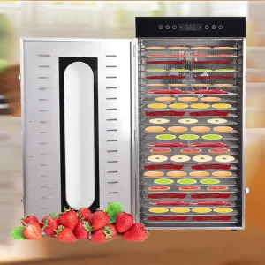 Commercial Household 24-Tray Food Dehydrator Stainless Steel 304 2000W Industrial Grade 30~90℃ Temperature Range for Electric