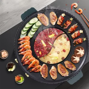 Commercial Household Table Top Electric Hot Pot & Grill Smokeless Detachable Plate Indoor Multifunction 2-in-1