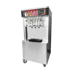 Commercial Ice Cream Maker Stainless Steel Electric Frozen Yogurt Machine Stand Top 3+2 Flavors Soft Ice Cream Machine