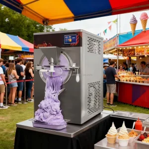 Commercial Ice Cream Maker Table Top Automatic Batch Freezer Gelato Making Hard Ice Cream Machine with Fresh Fruit