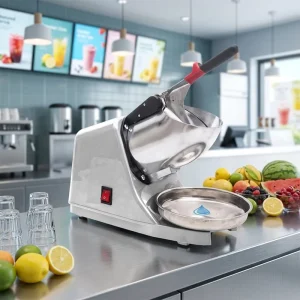 Commercial Ice Crusher 300W Stainless Steel Electric Ice Shaver for Slush Snow Cone