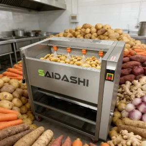Commercial Industrial Potato Cassava Ginger Carrot Brush Peeler and Washer Machine 200 1000kg