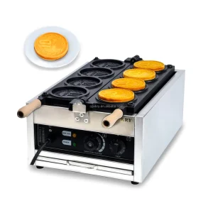 Commercial Japanese Stainless Steel Coin Waffle Maker Temperature & Time Control Cheese Pancake Maker for Restaurant Snack Bars