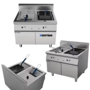 Commercial Kitchen Deep Fryer Electric 2 Tank 2 Basket Stainless Steel with Oven New Freestanding Industrial Use