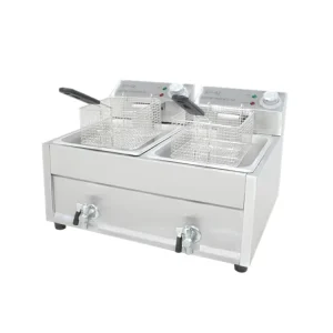 Commercial Kitchen Double Tank Stainless Steel Electric Deep Fryer 10L 5000W for Restaurants and Hotels