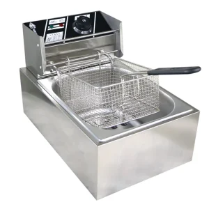 Commercial Kitchen Electric Deep Fryer Stainless Steel 1 Tank 1 Basket 6L Capacity for Chicken Chips & Potato Fry
