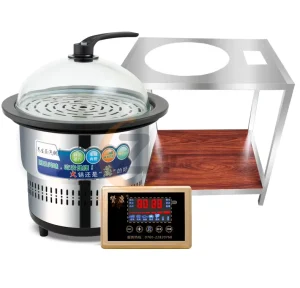 Commercial Kitchen Equipment 3000W 2 Layer Seafood Steam Pot Titanium Mobile Cart