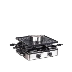 Commercial Korean Barbecue Raclette Fondue Griddle 2 in 1 Smokeless Indoor Electric BBQ Grill With Hot Pot