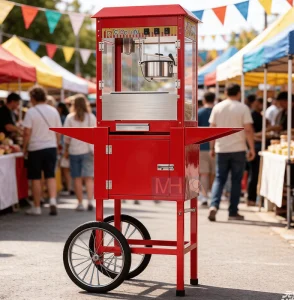 Commercial Movie Theater KTV Popcorn Machine with Interior Light Professional Popcorn Cart