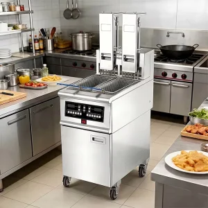 Commercial Multi Tank Automatic Lift Stainless Steel 12KW Electric Deep Fryer Oil Filter System for Fast Food