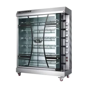 Commercial Outdoor Stainless Steel Gas 6 Rods BBQ Rotary Grill with Individual Control Knob for Chicken Rotisserie Machine