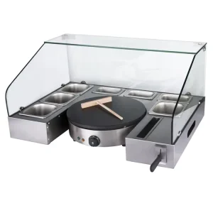 Commercial Pancake Cake Making Non Stick Electric Crepe Maker with Serving Station