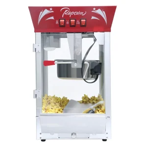 Commercial Popcorn MAKER Machine 12 Ounce Kettle Stainless Steel Popcorn Maker with Tempered Glass Warming Deck (Red)