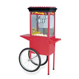 Commercial Popcorn Machine with Trolley Cart Mobile Stainless Steel Electric 220V 8 oz Capacity Factory Price