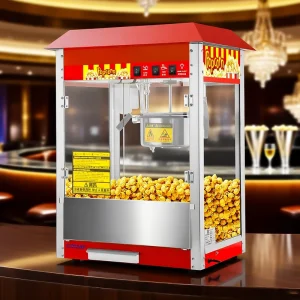 Commercial Popcorn Maker with Flavor Dispenser Stainless Steel 300-350g Capacity 220V Electric for Snack Bars