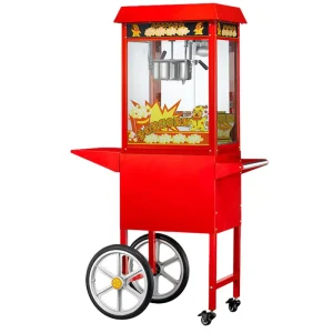 Commercial Popcorn Making Machine With Cart Wheels 8 Ounce Kettle for Hotel Home Movie Theater