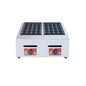 Commercial Professional Gas Fishball Machine Non stick Egg Waffle Maker Japanese Two Plates Takoyaki Grill Machine