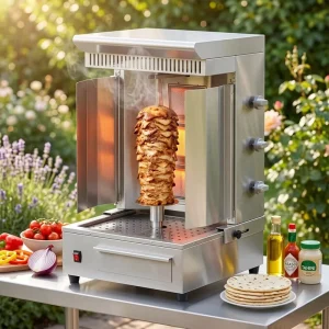Commercial Restaurant Gas Kebab Doner Rotisserie Table Top NG LPG Universal Gyros Turkey Shawarma Grill Machine