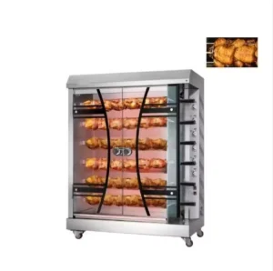 Commercial Restaurant Vertical Rotisserie Chicken Rotary Oven Gas Roast Large Capacity Grill Stainless Steel Convection Heating