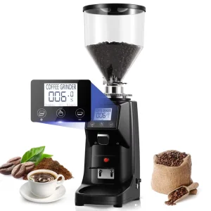 Commercial Semi-automatic Espresso Coffee Machine 64mm Flat Burr Electric Coffee Bean Grinder Aluminium Alloy Double Stirring