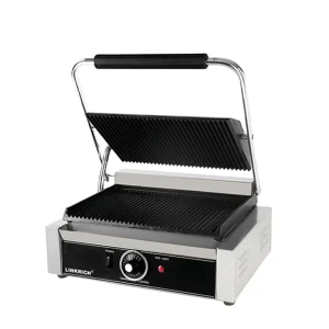 Commercial Single Cast Iron Electric Panini Sandwich Maker Non Stick Grill Stainless Steel