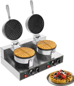 Commercial Snack Equipment Round Sandwich Waffle Maker Double Head Belgian Waffle Maker