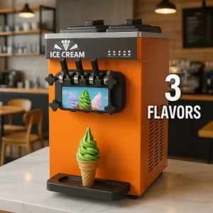 Commercial Soft Ice Cream Maker Stainless Steel 3 Flavors Ice Cream Machine for Milk Based Treats