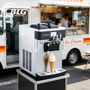 Commercial Soft Serve Ice Cream Machine Automatic Electric Simple Operation 3 Flavors Tabletop Yogurt Maker