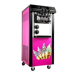 Commercial Soft Serve Ice Cream Maker Machine 3 Flavor Yogurt Milk Water Efficient Motor for Food Establishments