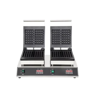 Commercial Square Egg Waffle Maker Electric Nonstick Waffle Iron Double 2 Slice Belgium Waffles Machine Timer Thermostat Fast
