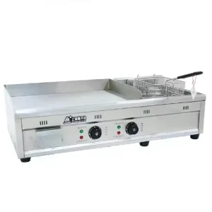 Commercial Stainless Steel 6000W Floor Mounted Multifunction Electric Griddle Deep Fryer Thermostat Push Button Control