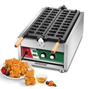Commercial Stainless Steel Cartoon Bear 20 Slot Electric 220V Waffle Maker with Teddy Bear and Panda Egg Mold