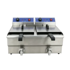 Commercial Stainless Steel Double Cylinder Double Sieve Electric Fryer 16L Per Basket for Restaurant Use