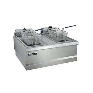 Commercial Stainless Steel Electric Counter Top Deep Fryer 2-Tank 2-Basket Design for Chips and Fish Cooking