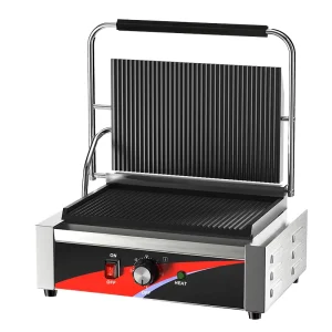 Commercial Stainless Steel Electric Sandwich Pancake Maker Panini Smooth Hot Press Contact Snack Equipment Adjustable