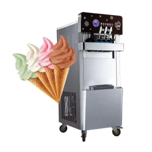 Commercial Stainless Steel Floor Standing Style 3 Flavor Soft Serve Ice Cream Maker Machine