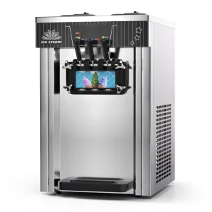 Commercial Stainless Steel Ice Cream Machine 3 Flavor Soft Ice Cream Maker LD BQL128 1300W 220V