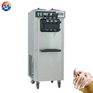 Commercial Stainless Steel Ice Cream Maker for Street Stall Night Market Three Flavor Milk Soft Ice Cream Continuous Production