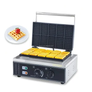 Commercial Stainless Steel Rectangle Waffle Maker 10pcs Non Stick Industrial Belgian Waffle Iron 110 220V Temp Time Snack