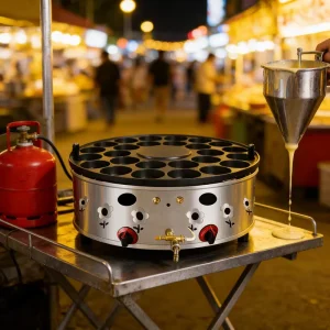 Commercial Stainless Steel Small Iron Plate Dorayaki Machine Gas Rotating Japanese Obanyaki Cake Maker