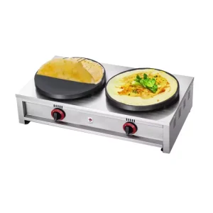 Commercial Stainless Steel Table Top Double Plate Electric Crepe Maker Grill Non stick Crepe Maker Machine Pancake Machine